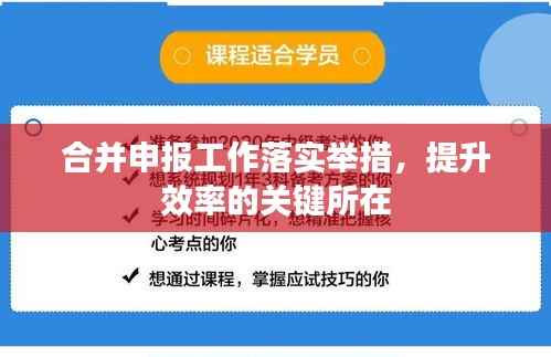 合并申报工作落实举措,提升效率的关键所在